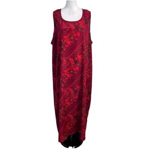Fashion Bug Dress Plus size 30W 32W Dark Red Black Floral Long A Line Church